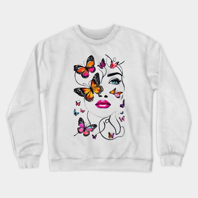 Lady Butterfly Crewneck Sweatshirt by TooplesArt